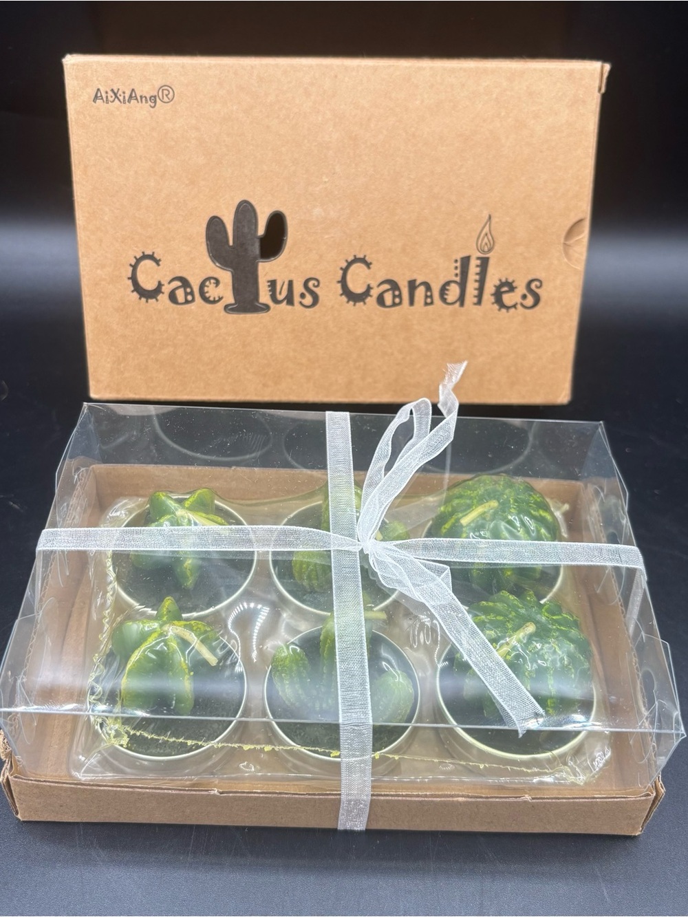 AiXiAng Handicraft Cactus Candles Tealights Shaped Home Party Gift Box Set of 6